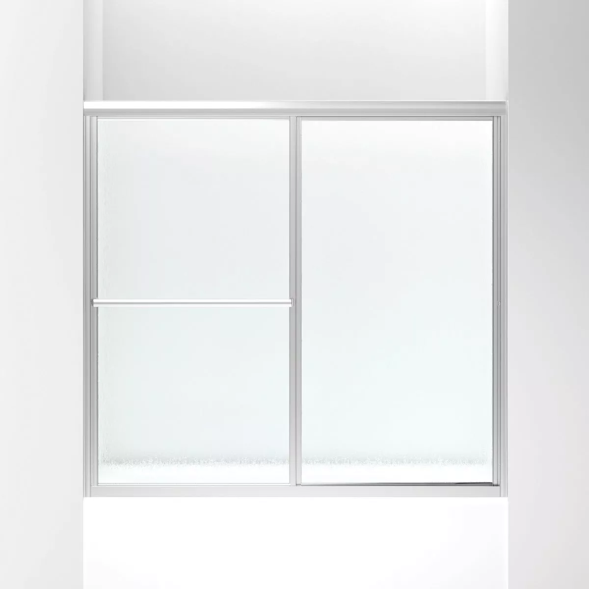 Sterling Deluxe Framed 59-3/8 In. W. X 56-1/4 In. H. Chrome Rain Glass Sliding Tub Door
