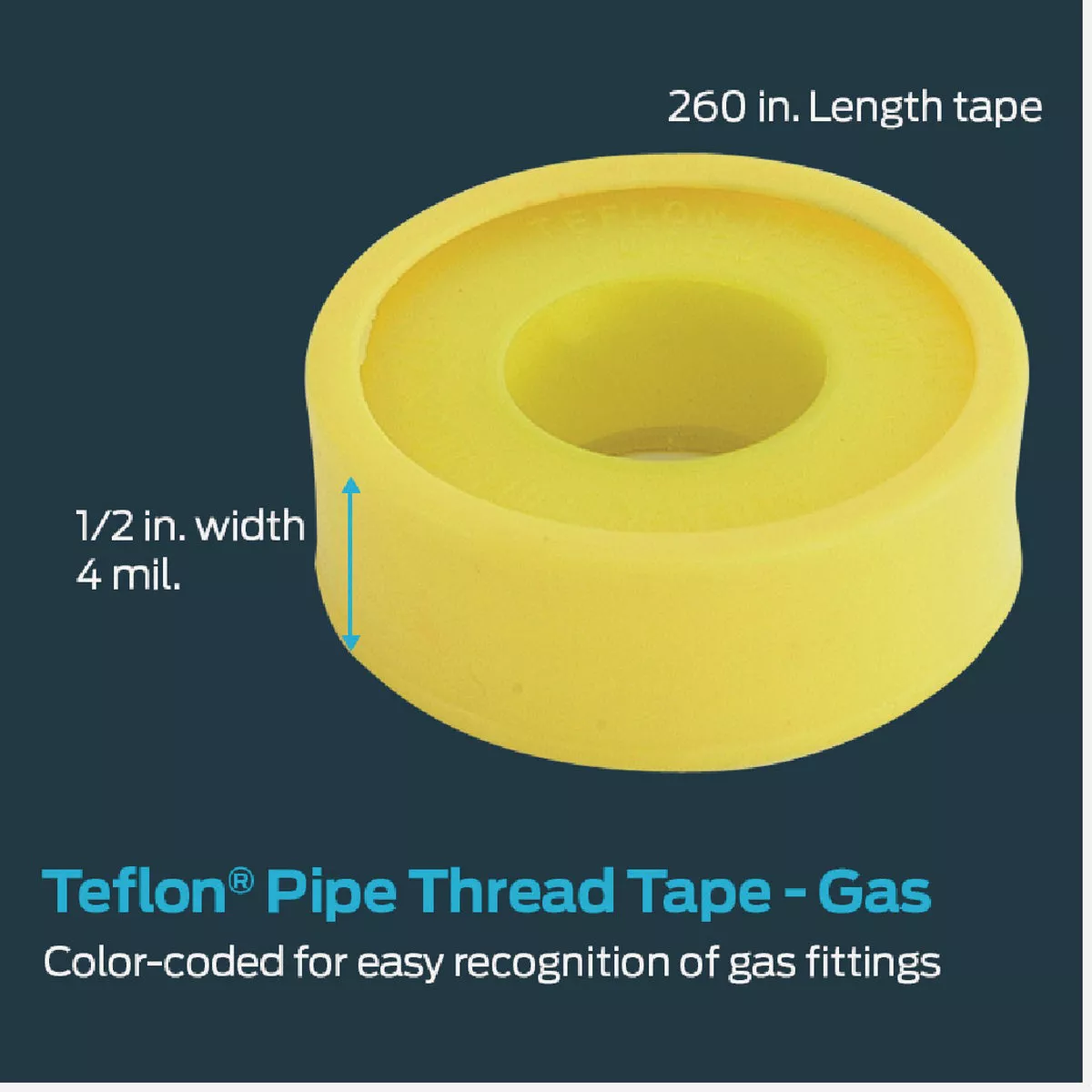 EZ-Flo 1/2 In. x 260 In. Yellow Premium Teflon Gas Line Tape - photo 3