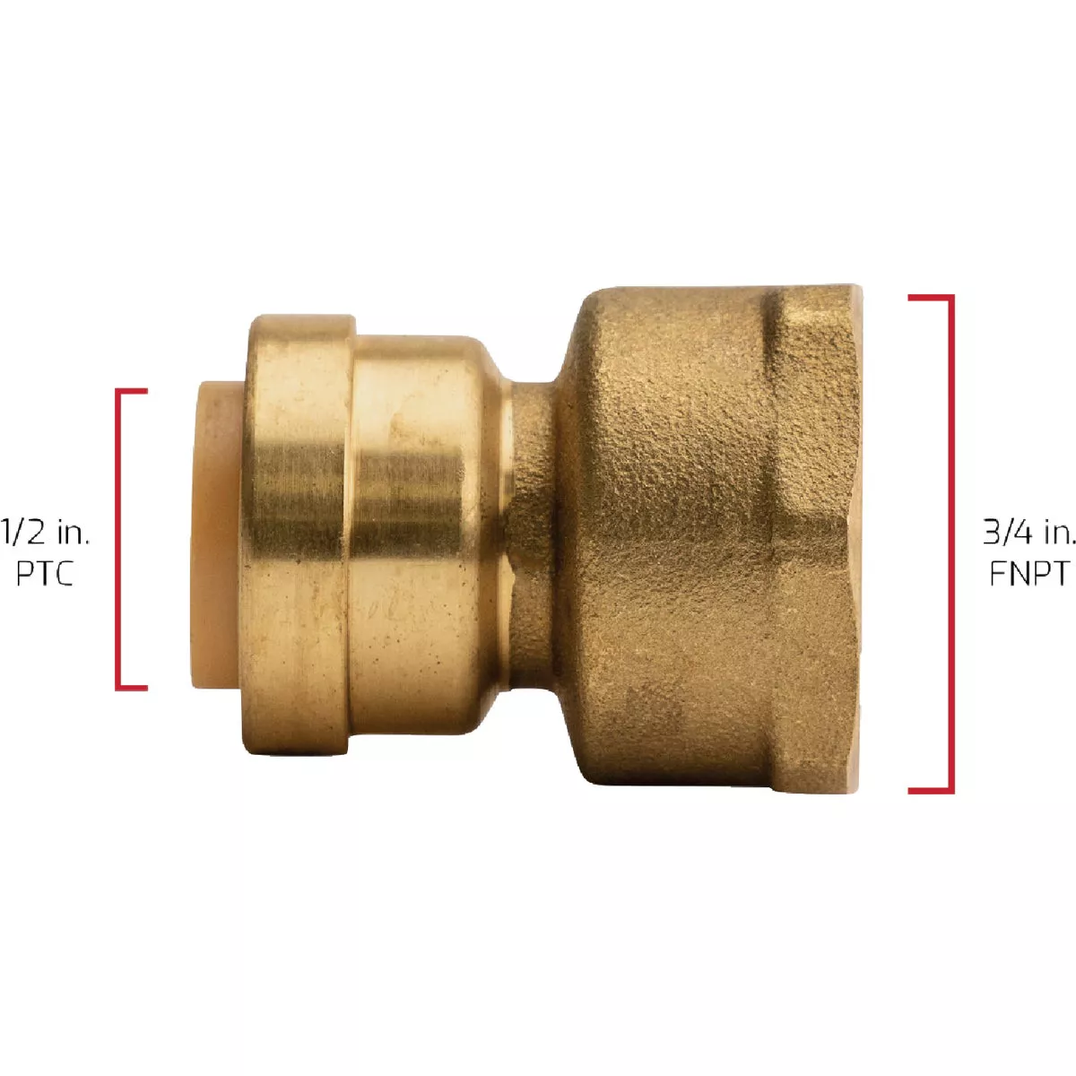 QuickFitting 1/2 In. Push-to-Connect x 3/4 In. FNPT Brass Reducing Female Adapter - photo 5