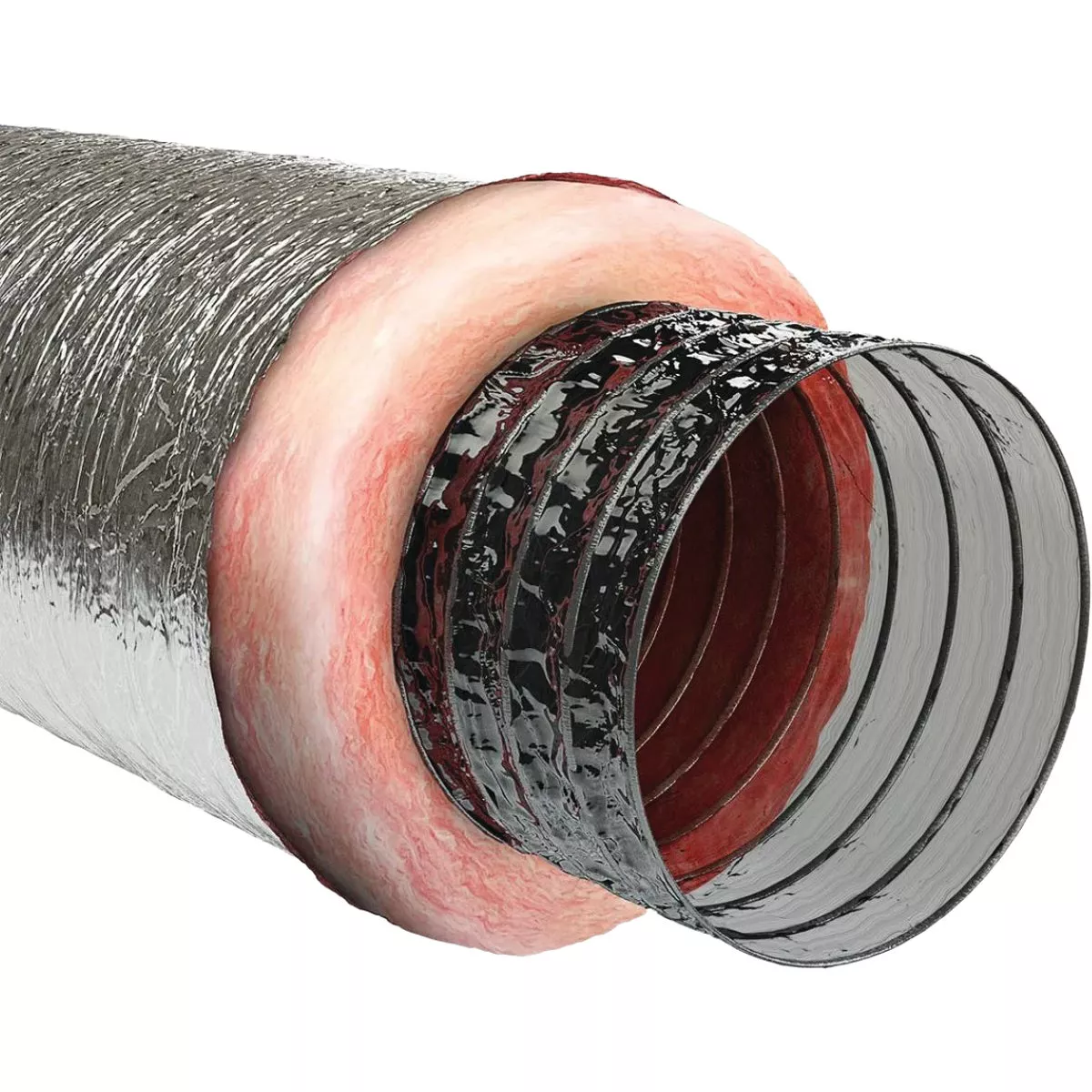 Flexible Insulated Duct – MEA Silver Metalized Jacket Air Duct, R-4.2, 5 Inch X 25 Feet, UL 181 Class 1 For HVAC Systems