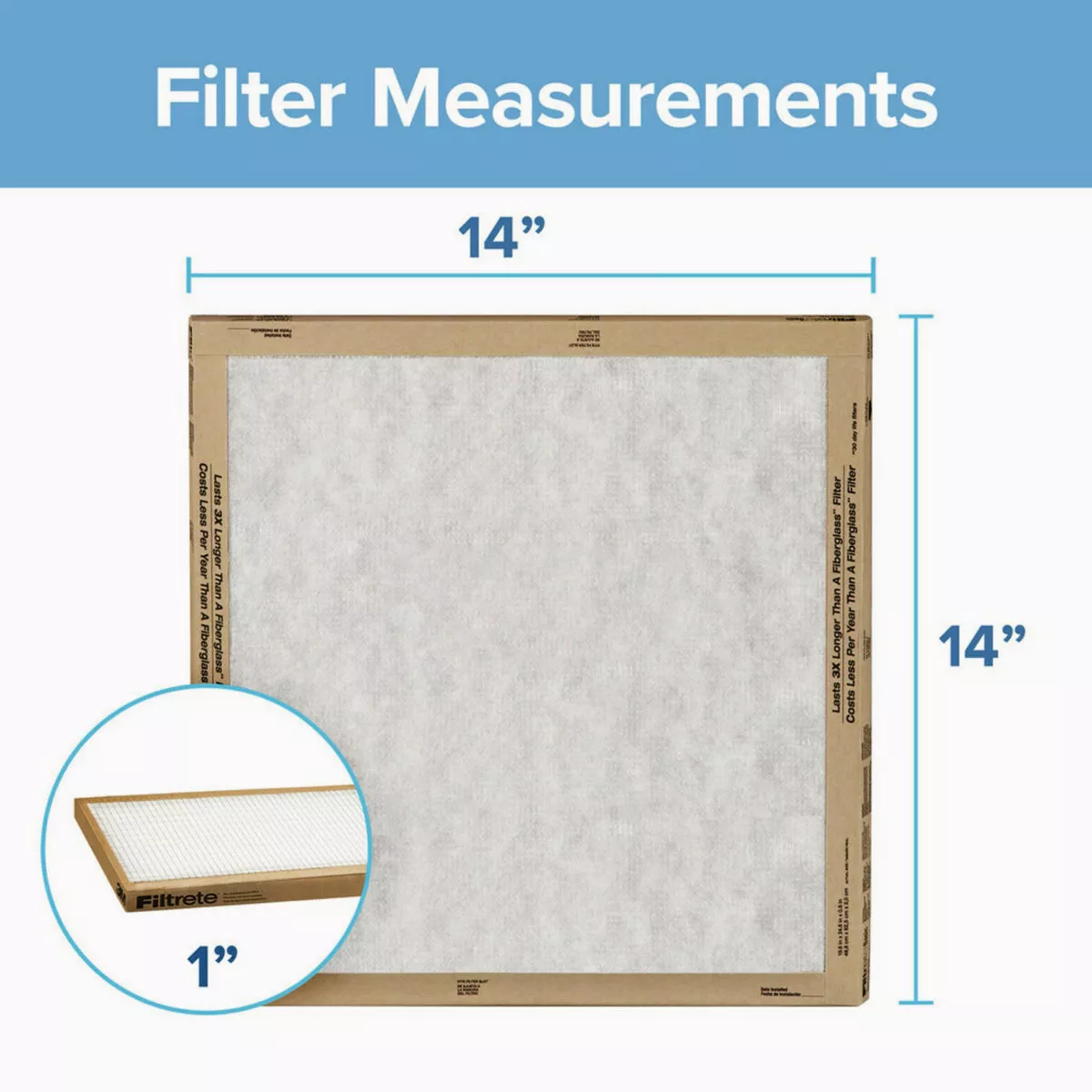 Filtrete 14 In. x 14 In. x 1 In. Basic MPR Flat Panel Furnace Filter, MERV 2 (2-Pack) - photo 2