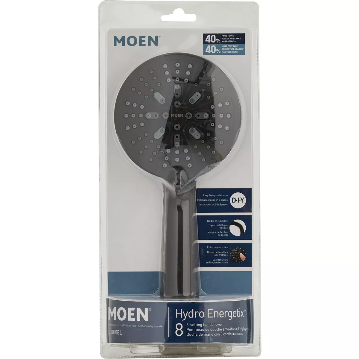 Moen Hydro Energetix 7-Spray Wall Mount Handheld Shower Head, Matte Black - photo 2