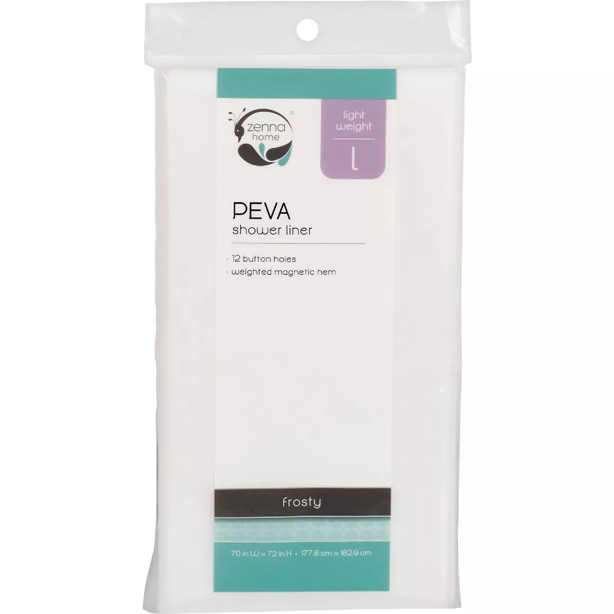 Zenith Zenna Home 70 In. x 72 In. Frosty Lightweight PEVA Shower Curtain Liner
