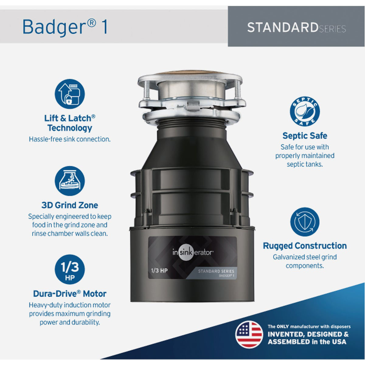 Badger 1 HP Continuous Feed Garbage Disposal - Thumbnail 4