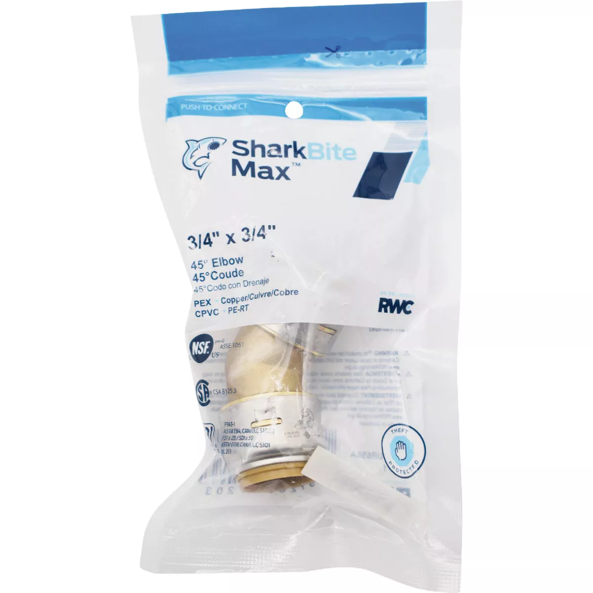 SharkBite 3/4 In. x 3/4 In. 45 Deg. Push-to-Connect Brass Elbow (1/8 Bend) - photo 2