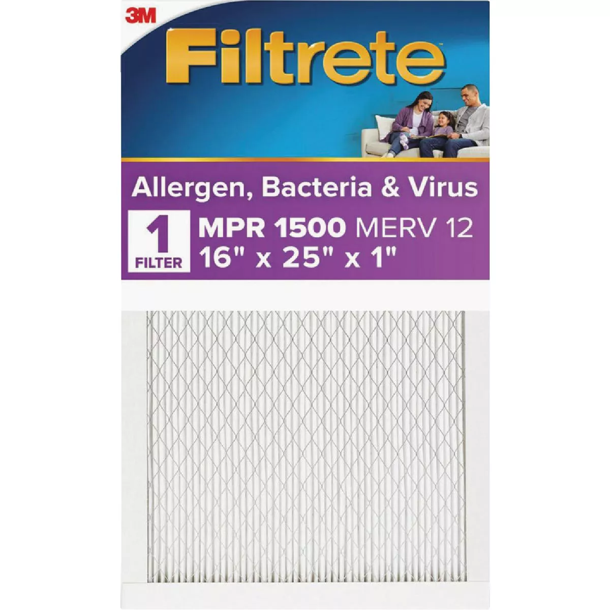 Filtrete Allergen, Bacteria & Virus Air Filter, 1500 MPR, 16 In. x 25 In. x 1 In.