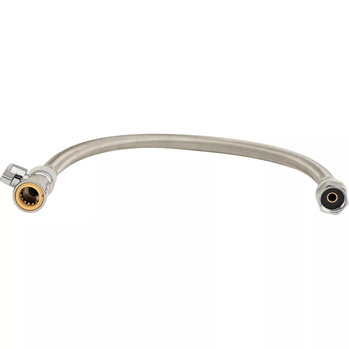 QuickFitting 1/2 In. Push-to-Connect Straight Stop Valve x 1/2 In. FIP x 18 In. Braided Stainless Steel Faucet Connector Hose - photo 4