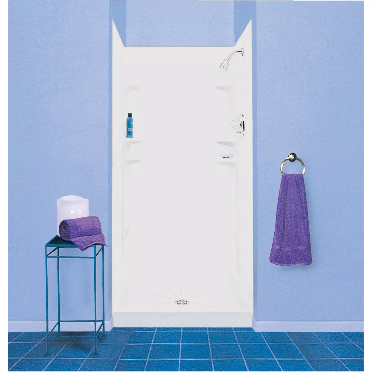 Mustee Durawall 48 In. x 71.5 In. x 42 In. Alcove Shower Wall Set in White (5-Piece)