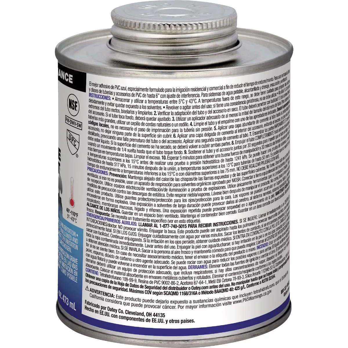 Oatey 16 Oz. Low Voc Medium Bodied Blue Lava PVC Cement - photo 2