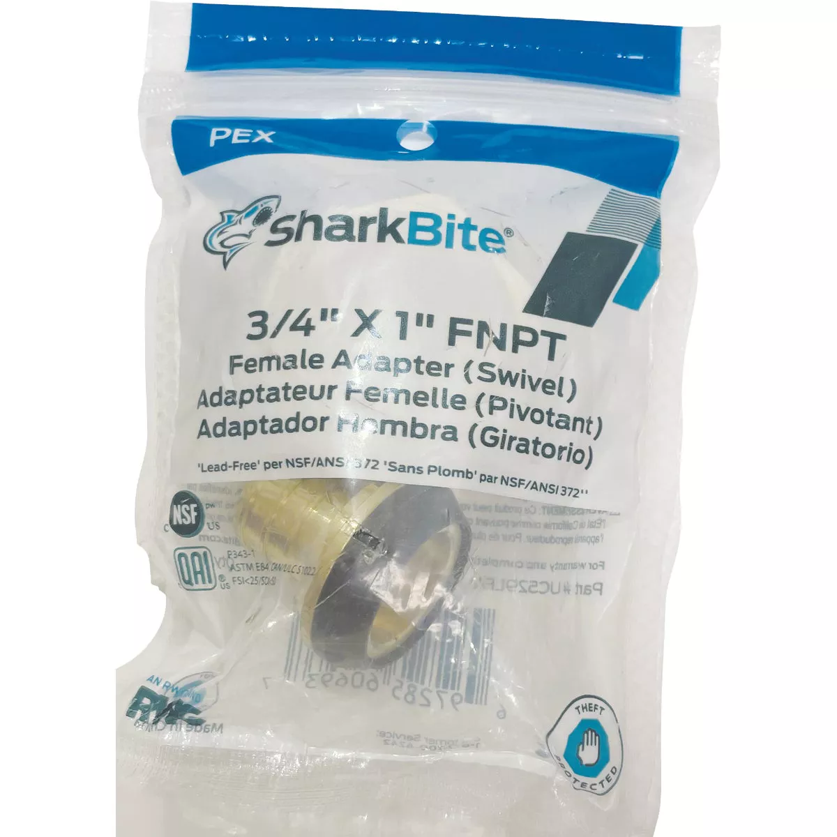 SharkBite 3/4 In. Barb x 1 In. NPSM Brass PEX Swivel Adapter - photo 2