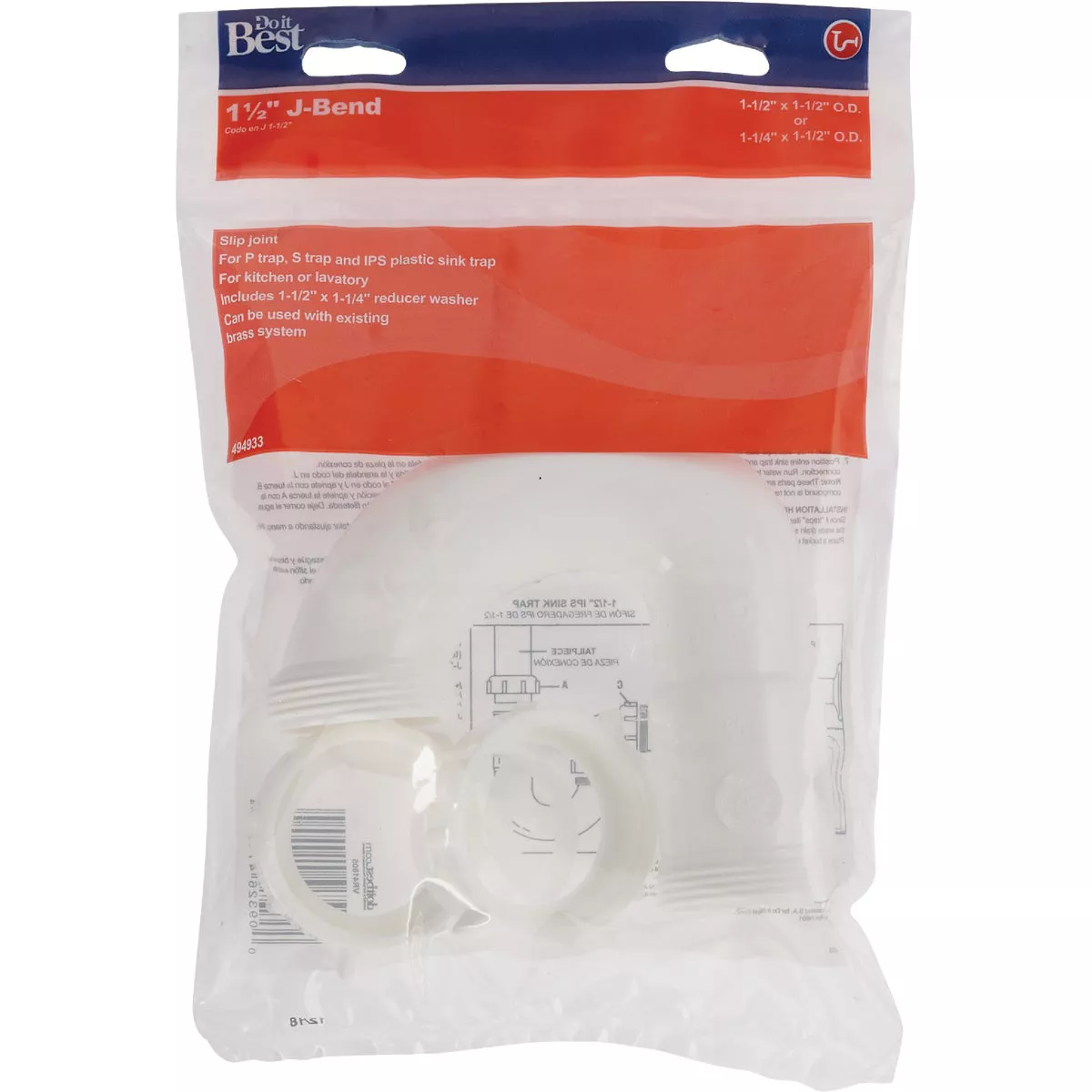 Do it Best 1-1/2 In. White Plastic J-Bend with Reducer Washer - photo 2