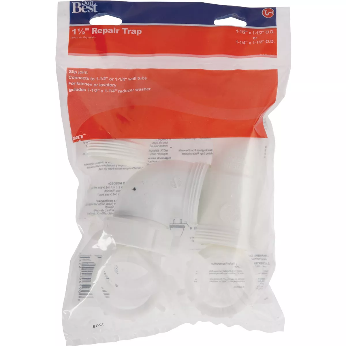 Do it Best 1-1/2 In. White Polypropylene Sink Trap with Reducer Washer - photo 2