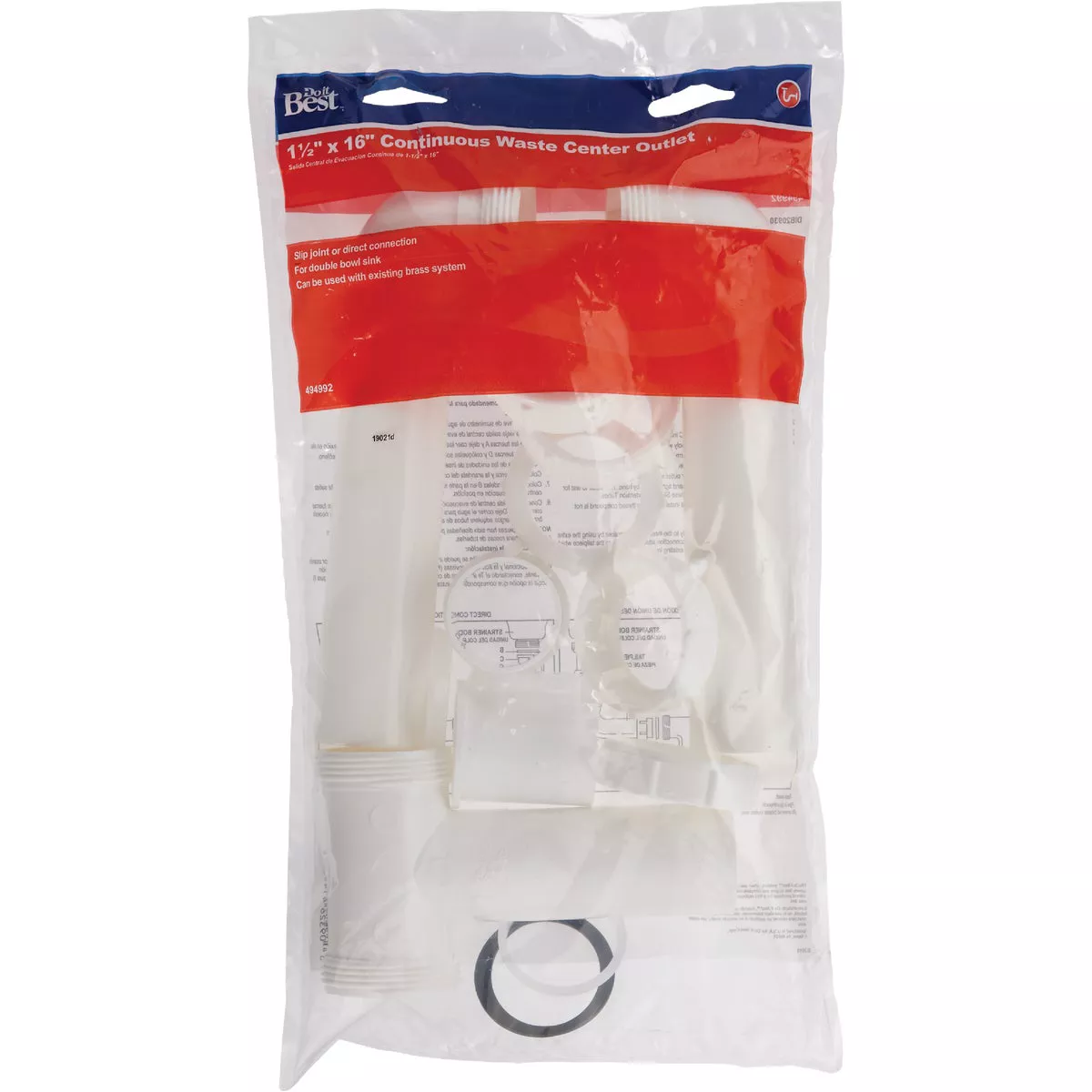 Do it Best 1-1/2 In. x 16 In. White Polypropylene Center Outlet Waste - photo 2