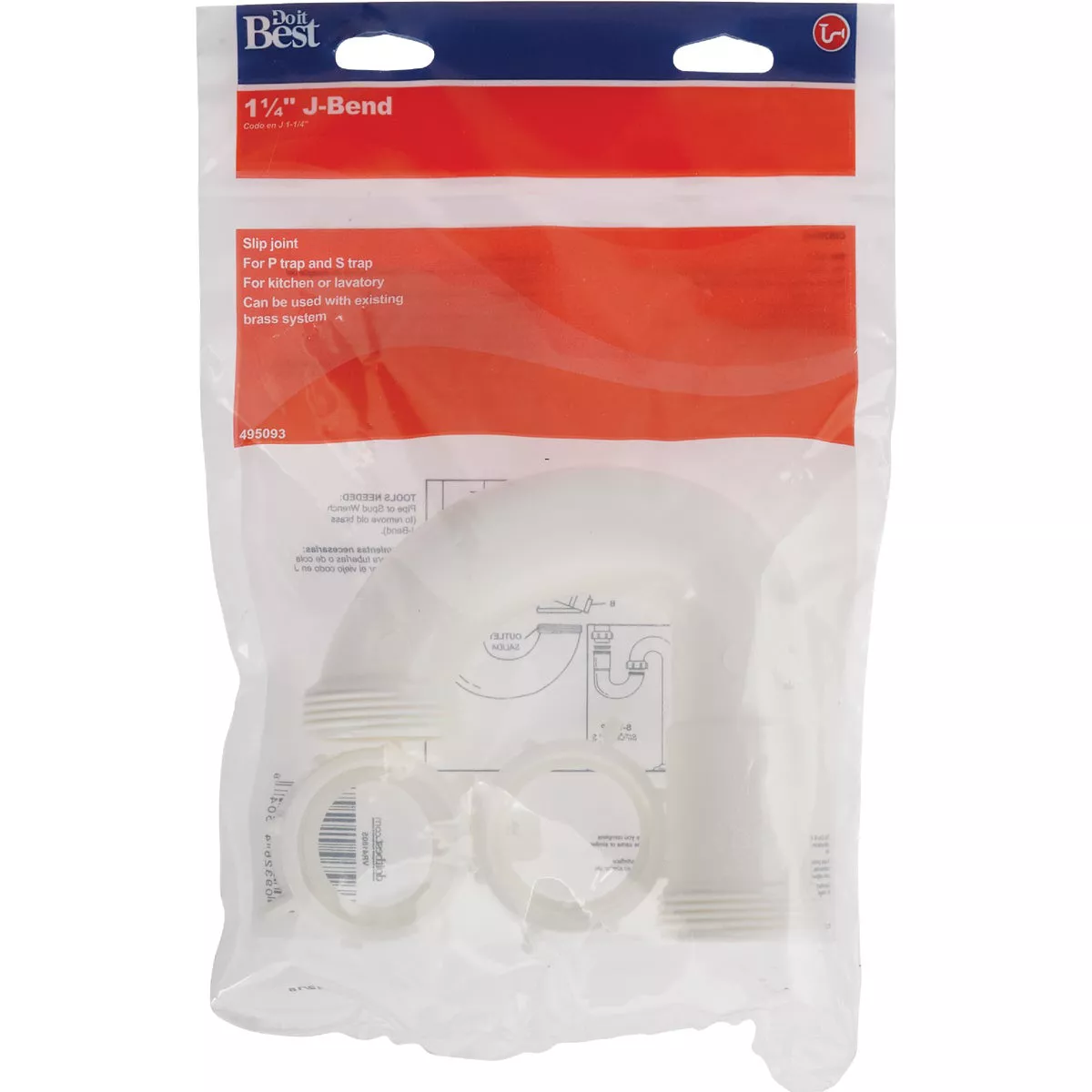 Do it Best 1-1/4" White Plastic J-Bend, Bagged - photo 2