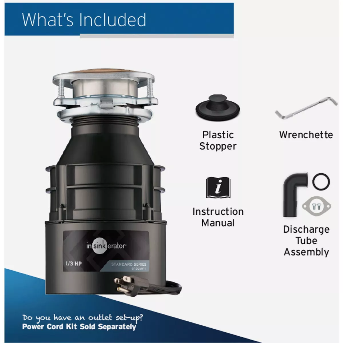 Insinkerator 1/3 HP Badger 1 Garbage Disposer with Power Cord, 1 Year Warranty - photo 6