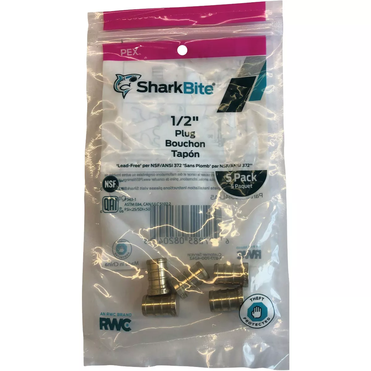 SharkBite 1/2 In. Barb Brass PEX Test Plug (5-Pack) - photo 2