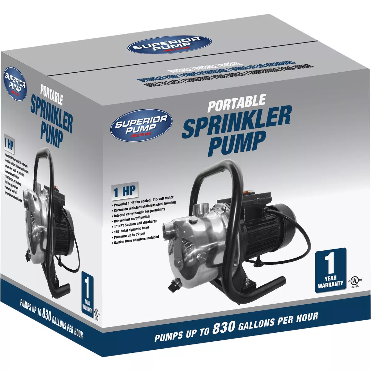 Superior Pump 1 HP Stainless Steel Portable Sprinkler Pump - photo 2