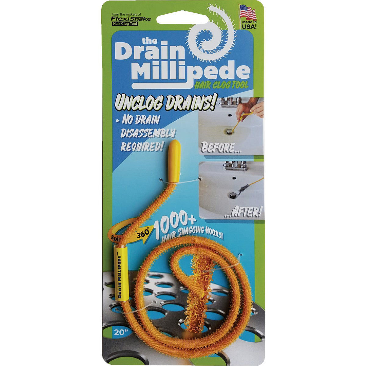 FlexiSnake Drain Millipede Hair Clog Flexible Tool Do it Best