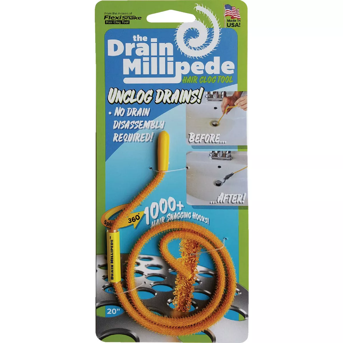 FlexiSnake Drain Millipede Hair Clog Flexible Tool - photo 2