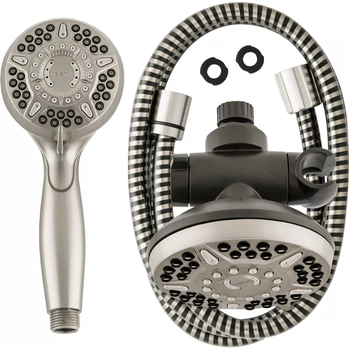 Waterpik PowerPulse Massage Dual Shower System 6+6-Spray 1.8 GPM Combo Handheld Shower & Rainfall Showerhead, Brushed Nickel - photo 2