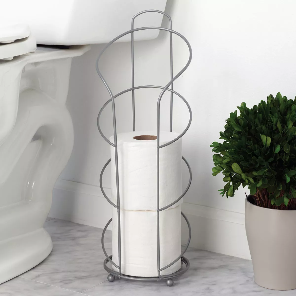 Zenna Home Satin Nickel Freestanding Toilet Paper Holder - photo 2