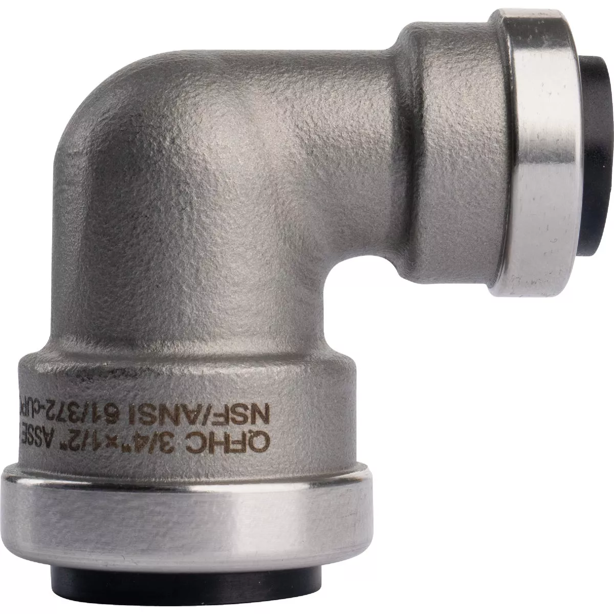 QuickFitting 3/4 In. x 1/2 In. Push-to-Connect Stainless Steel 90-Degree Reducing Elbow