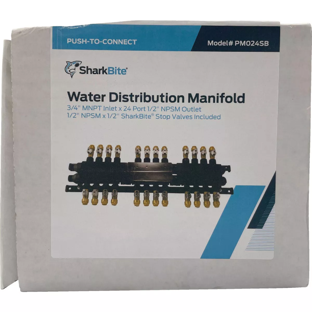 SharkBite 3/4 In. x 1/2 In. 24-Port Push-to-Connect Manifold with Brass Ball Shutoff Valves - photo 2
