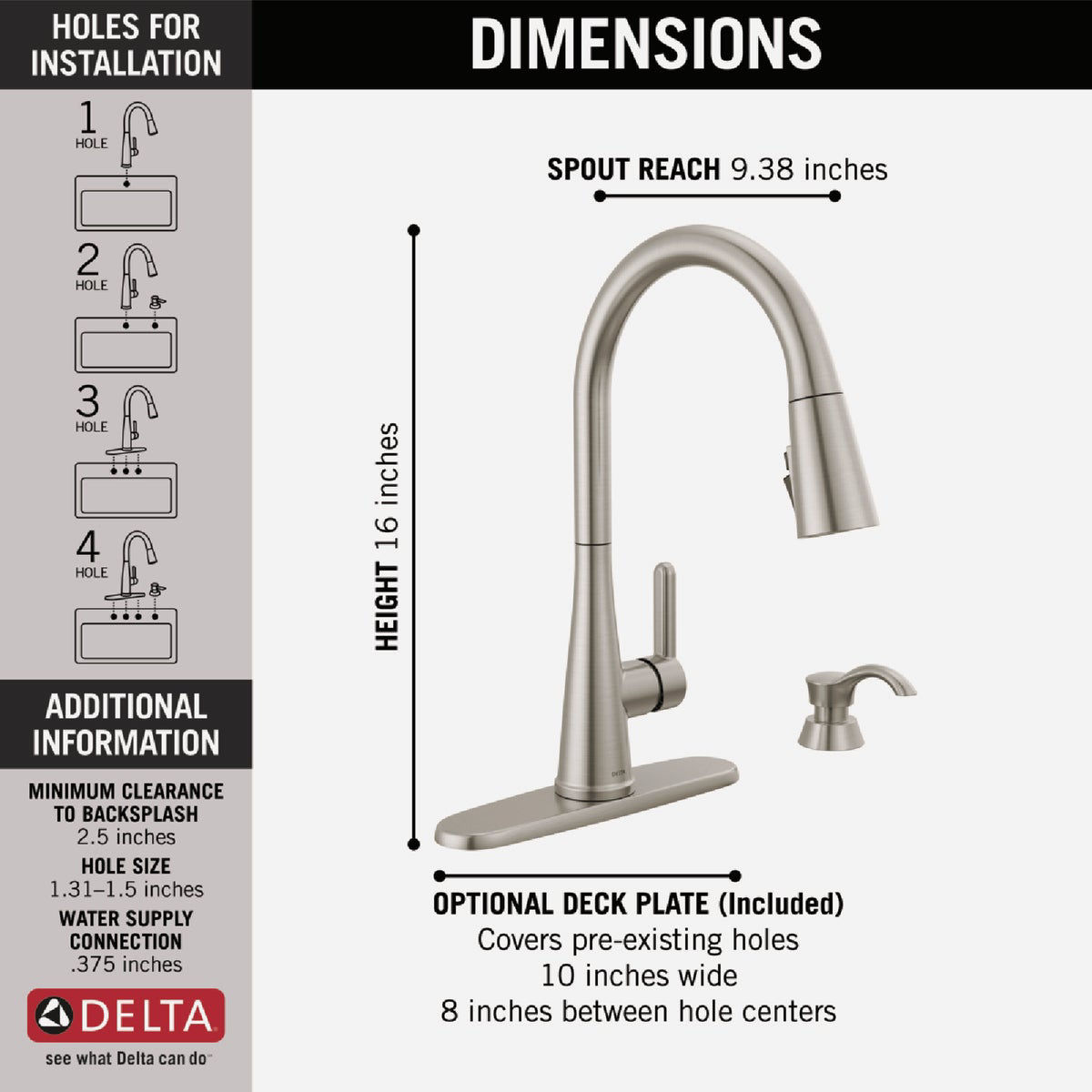 Delta Greydon 1Handle PullDown Kitchen Faucet with Soap Dispenser