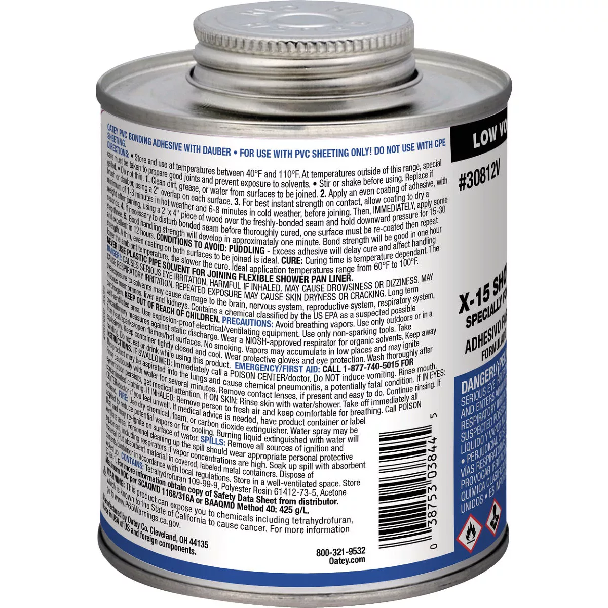 Oatey 16 Oz. Low Voc X-15 Shower Pan Liner Adhesive PVC Cement - photo 2