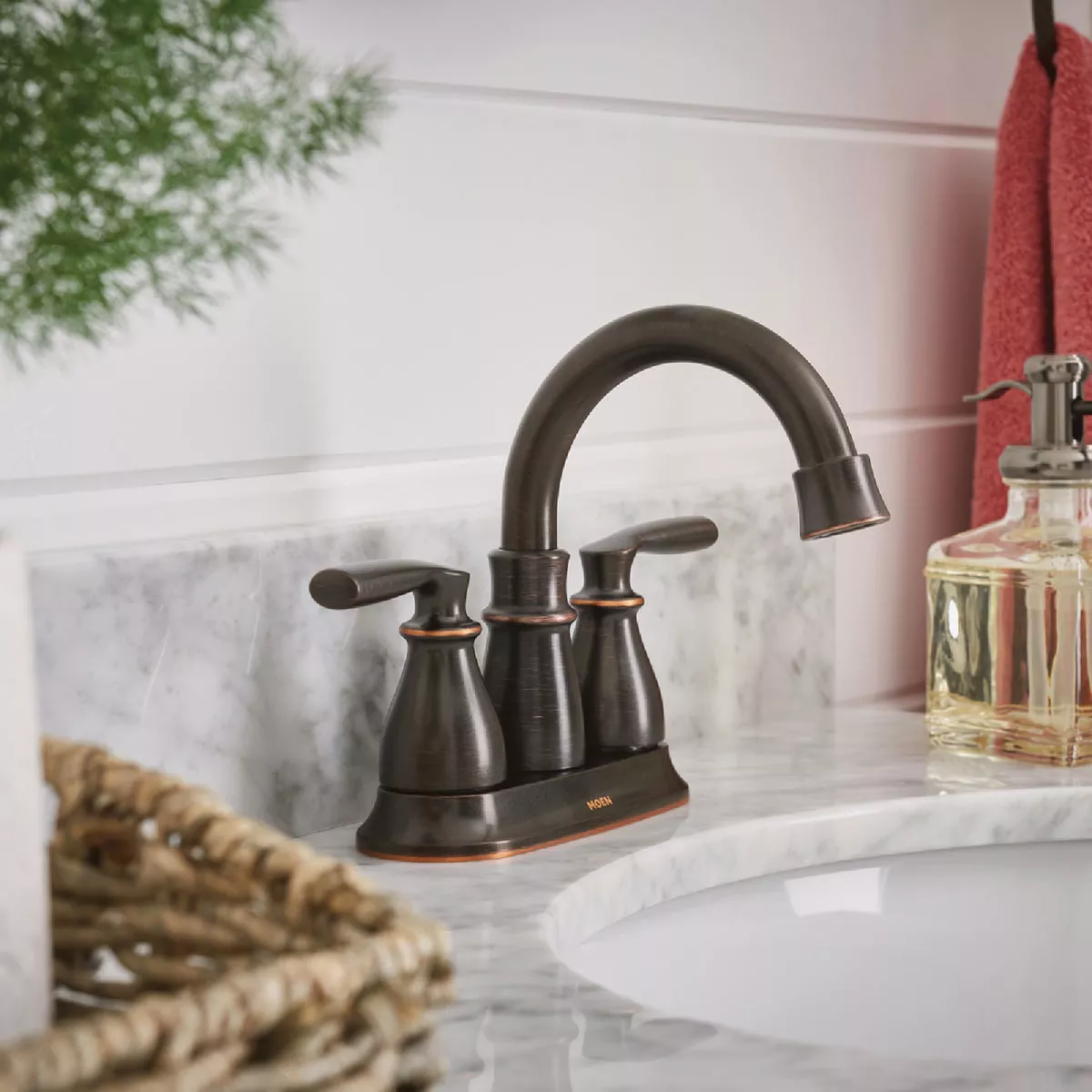 Moen Hilliard 2-Handle Lever Centerset High Arc Bathroom Faucet, Mediterranean Bronze | Do it Best