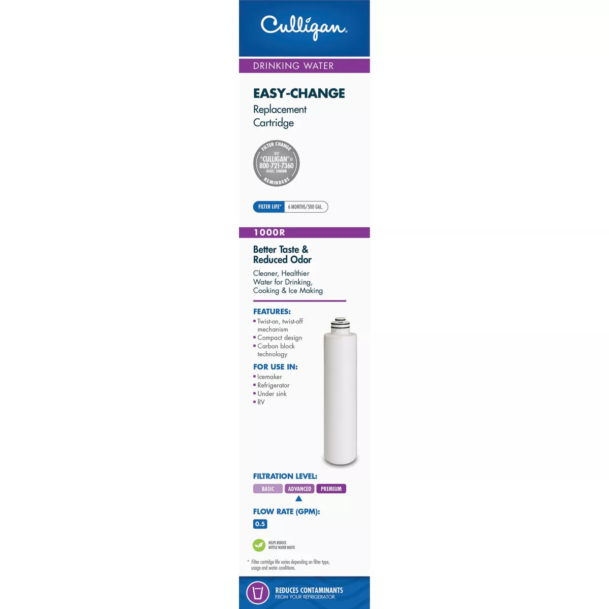 Culligan Easy-Change 1000R Icemaker and Refrigerator Water Filter Cartridge - photo 2
