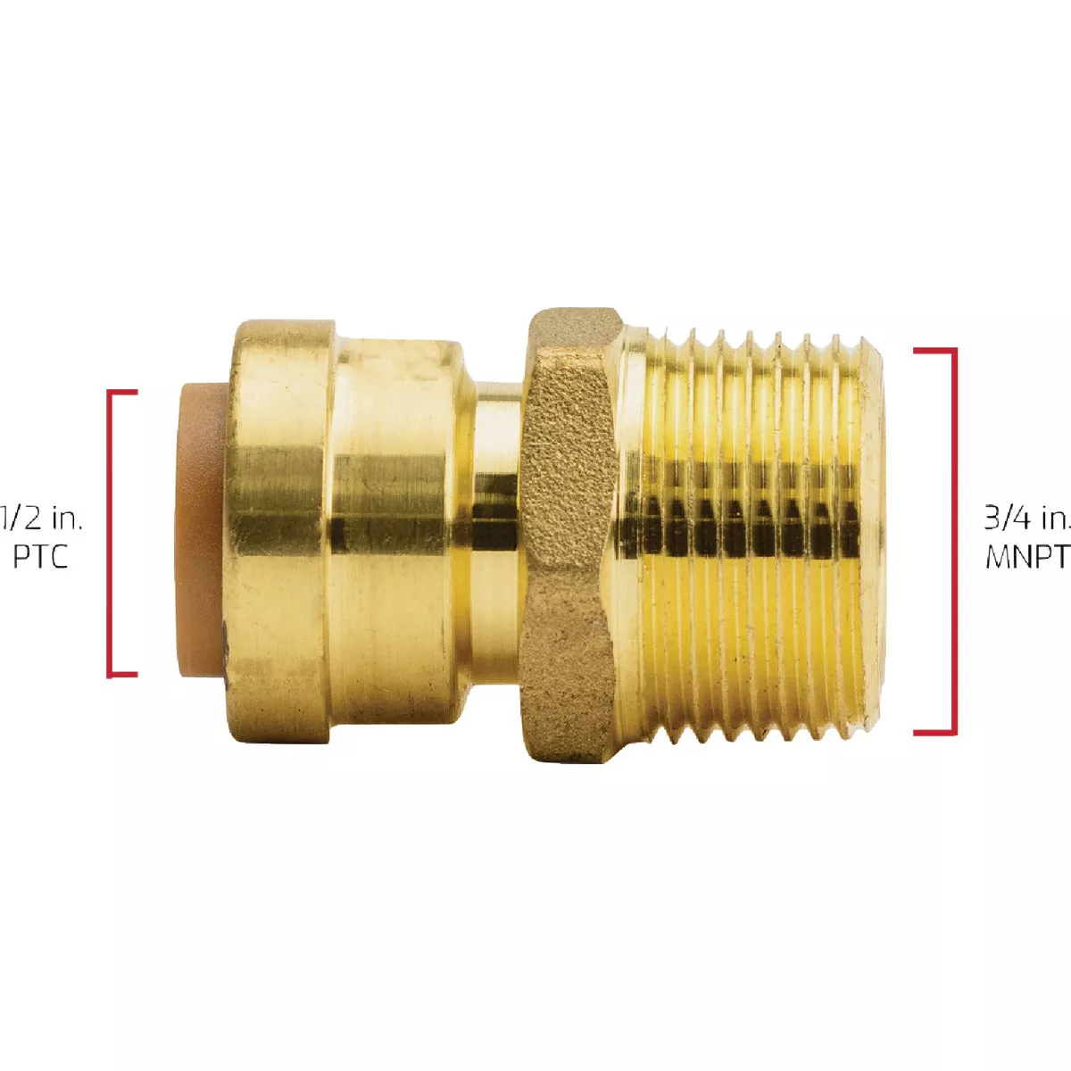 QuickFitting 1/2 In. Push-to-Connect x 3/4 In. MNPT Brass Reducing Male Adapter - photo 5