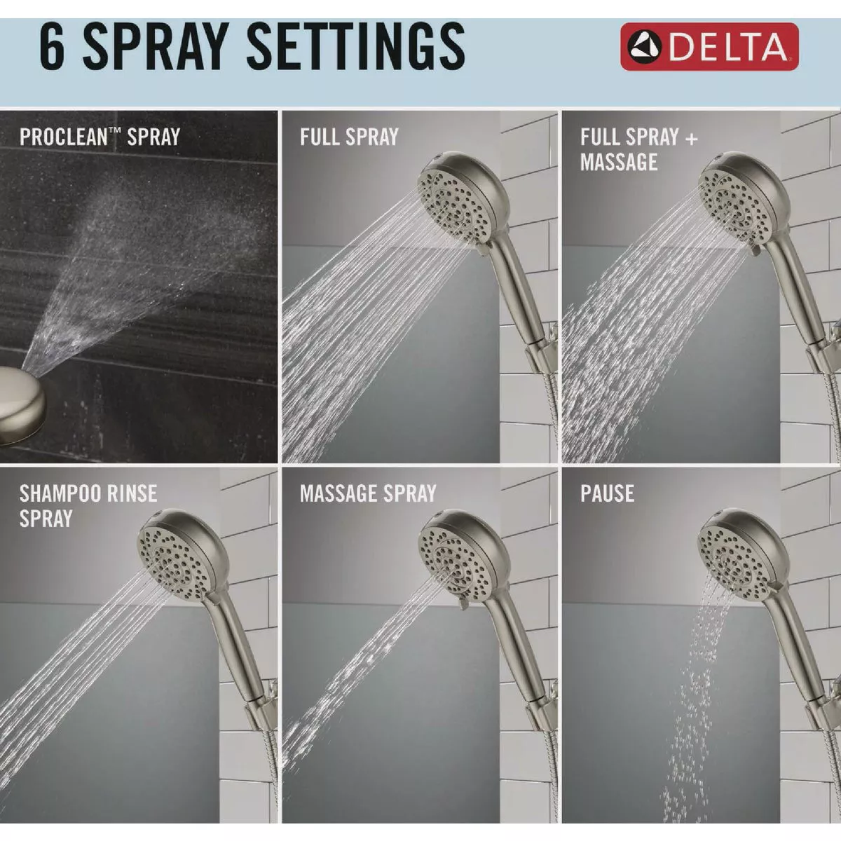 Delta ProClean 6-Spray 1.75 GPM Hand Shower, Spotshield Brushed Nickel - photo 4