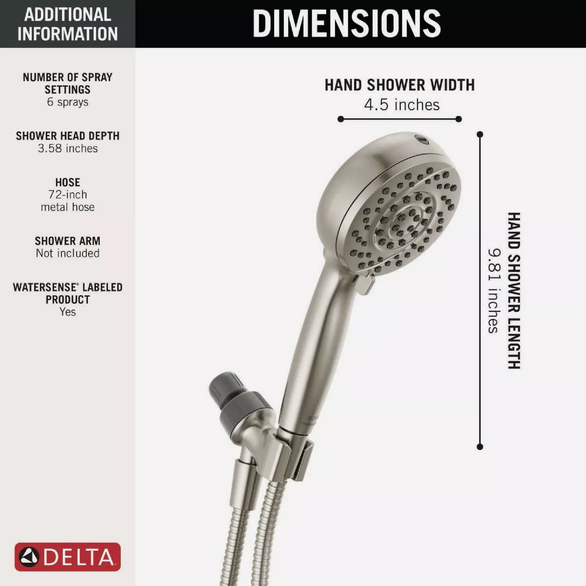 Delta ProClean 6-Spray 1.75 GPM Hand Shower, Spotshield Brushed Nickel - photo 2
