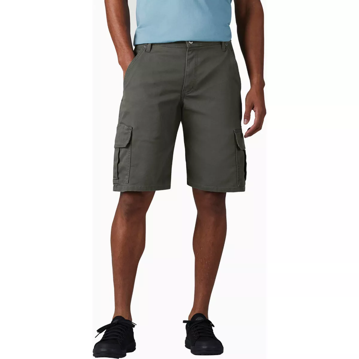 Dickies Men's 38 In. Stonewashed Olive Green Relaxed Fit Duck Cargo Shorts