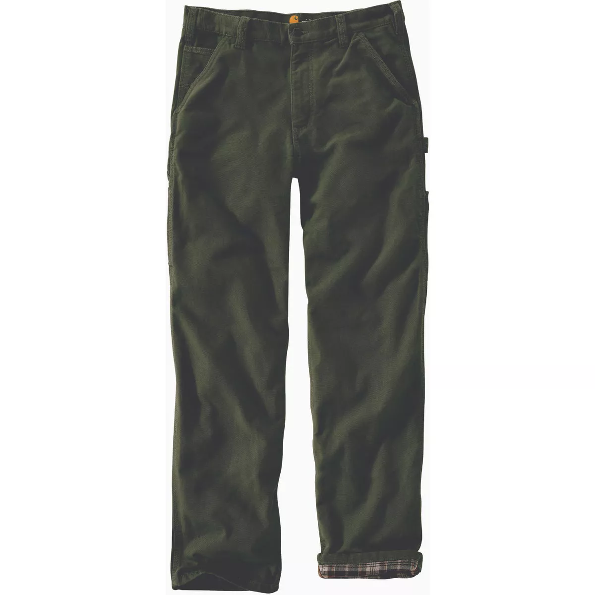Carhartt Men's 29x32 Moss Washed Duck Flannel-Lined Utility Work Pants, Loose Fit