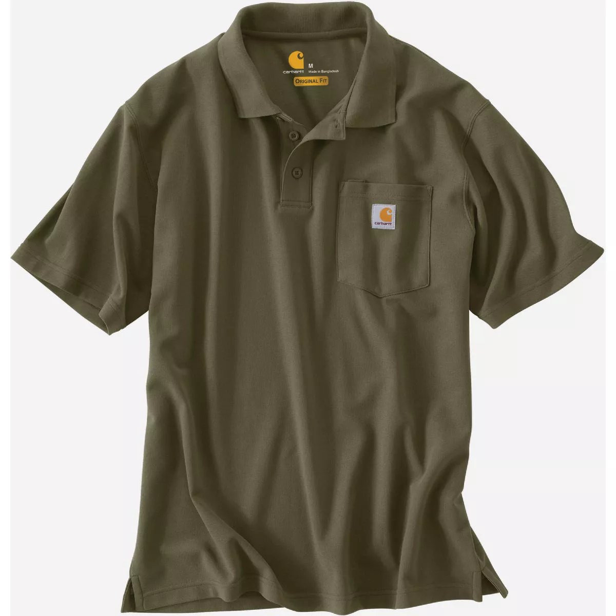 Carhartt Men's Large Tall Moss Short Sleeve Midweight Pocket Polo, Loose Fit