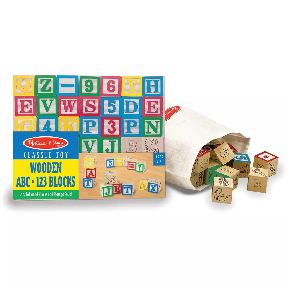 Melissa & Doug Wooden ABC/123 Blocks (50-Piece)