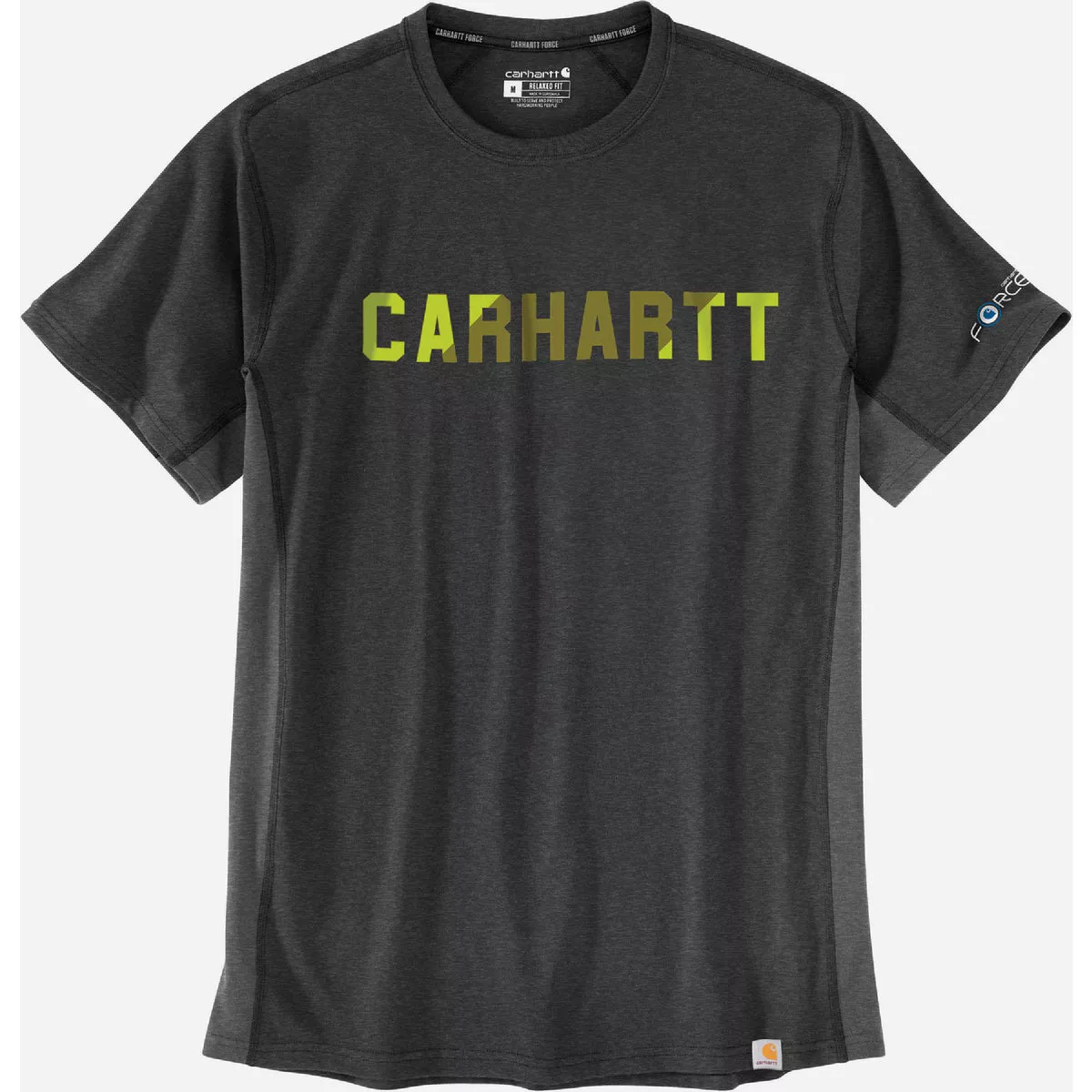 Carhartt Force Men's 4XL Regular Carbon Heather Midweight Short Sleeve Block Logo Graphic T-Shirt, Relaxed Fit