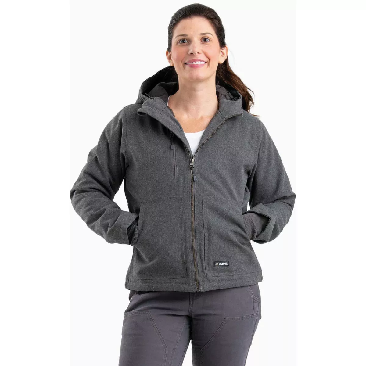 Berne Women's Small Regular Titanium Heathered Duck Hooded Jacket