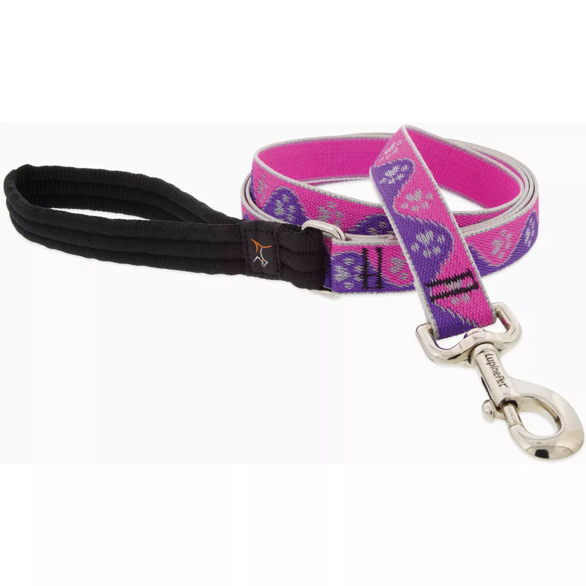 Lupine 1 In. x 6 Ft. Reflective Medium Dog Pink Paw Dog Leash