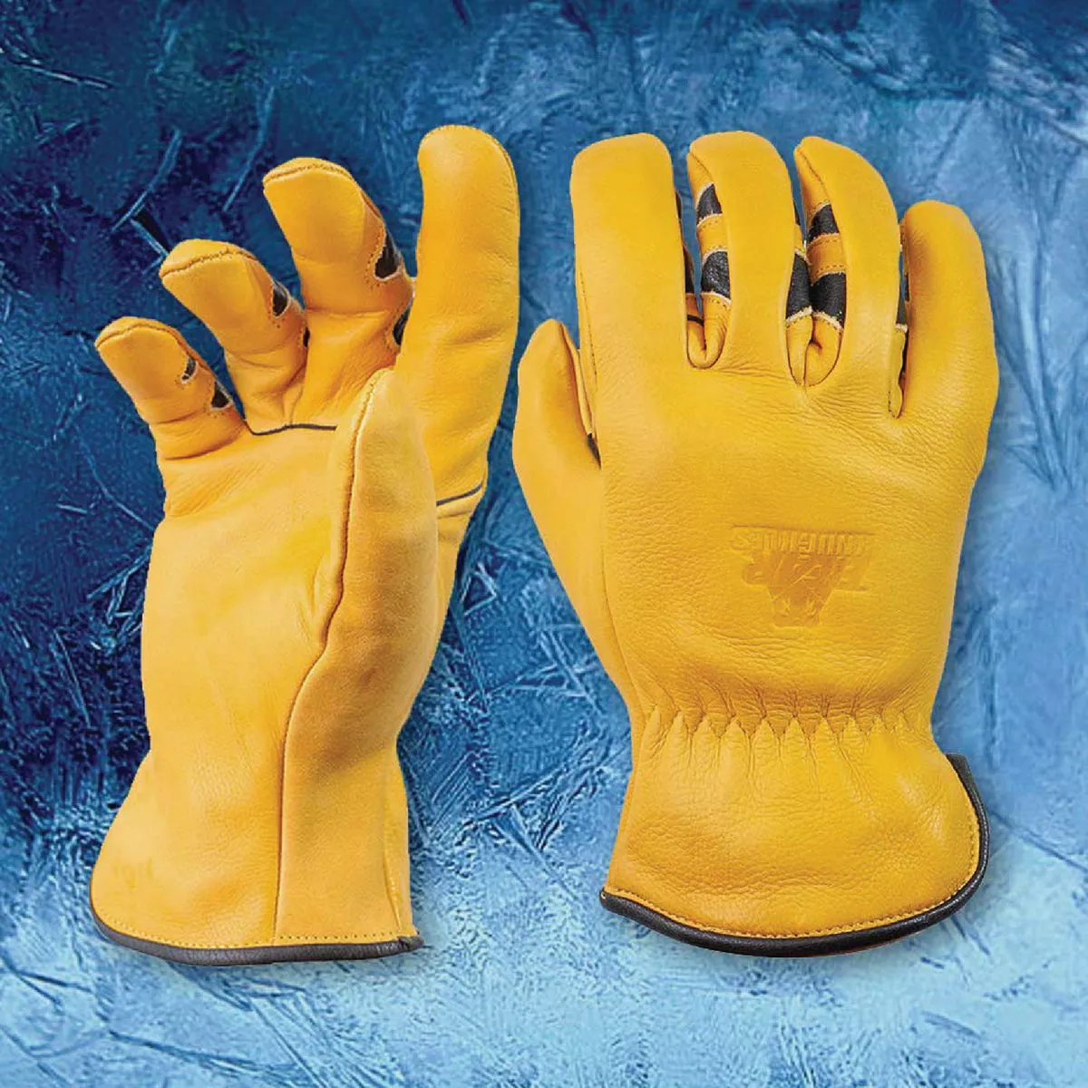 Bear Knuckles Small Winter Fleece Lined Water-Resistant Cowhide Driver Glove, Yellow, Precurved Finger Design-