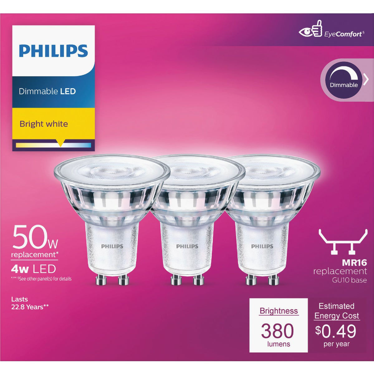 Philips 50W Equivalent Bright White MR16 GU10 Base LED Floodlight Light ...