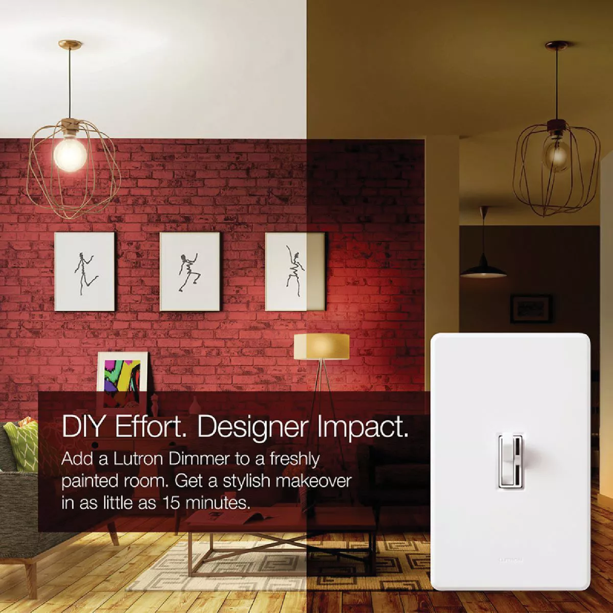 Lutron Toggler Incandescent/Halogen/LED/CFL White Slide Dimmer Switch - photo 3