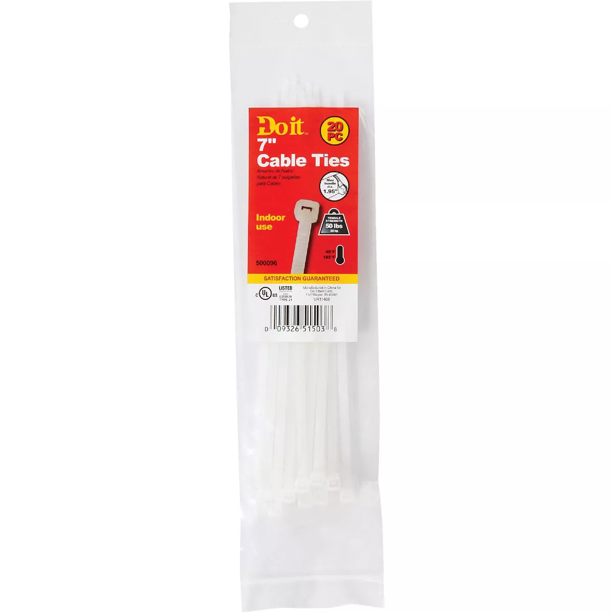 Do it Best 8 In. x 0.189 In. Natural Color Molded Nylon Cable Tie (20-Pack)