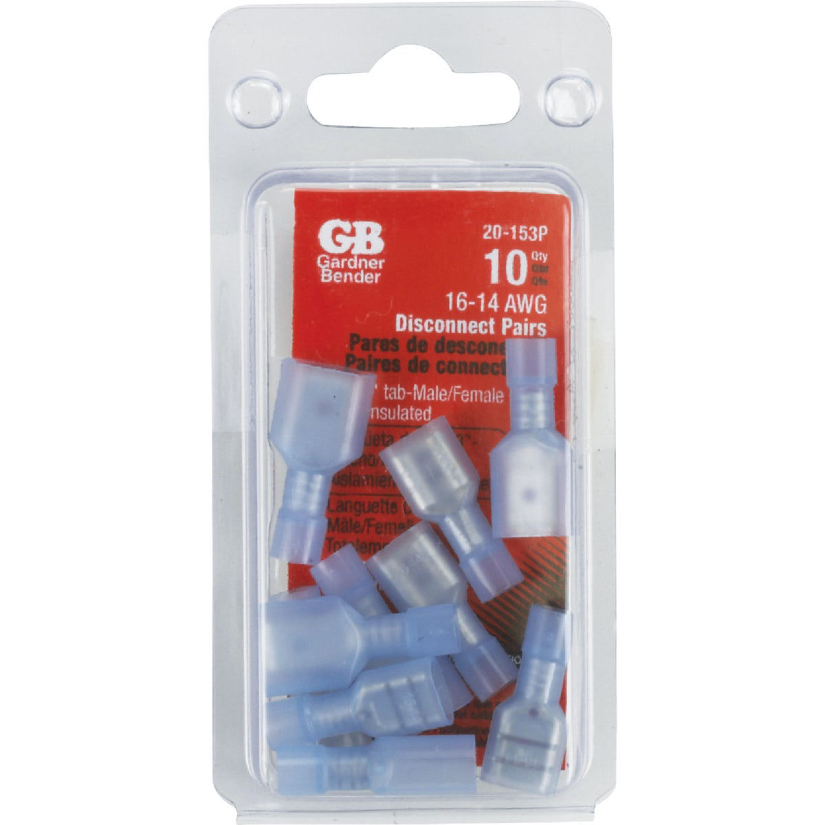 Gardner Bender 16 to 14 AWG Male/Female Blue FullyInsulated Disconnect Pair (10Pack) Do it Best