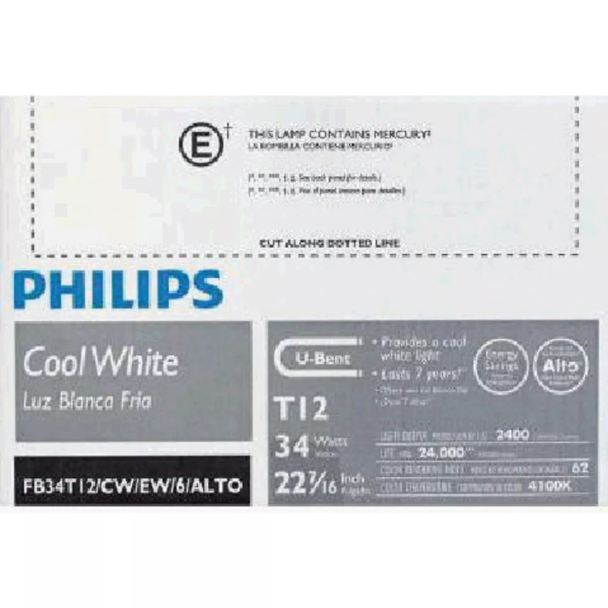 Philips 40W 22.44 In. Cool White T12-6U Medium Bi-Pin U-Bent Fluorescent Tube Light Bulb - photo 2