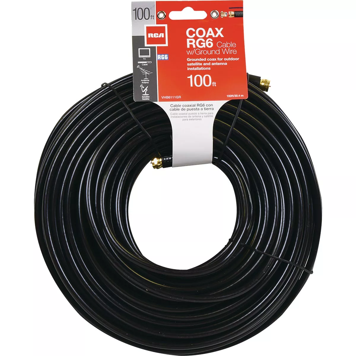 RCA 100 Ft. Black Digital RG6 Coaxial Cable - photo 2