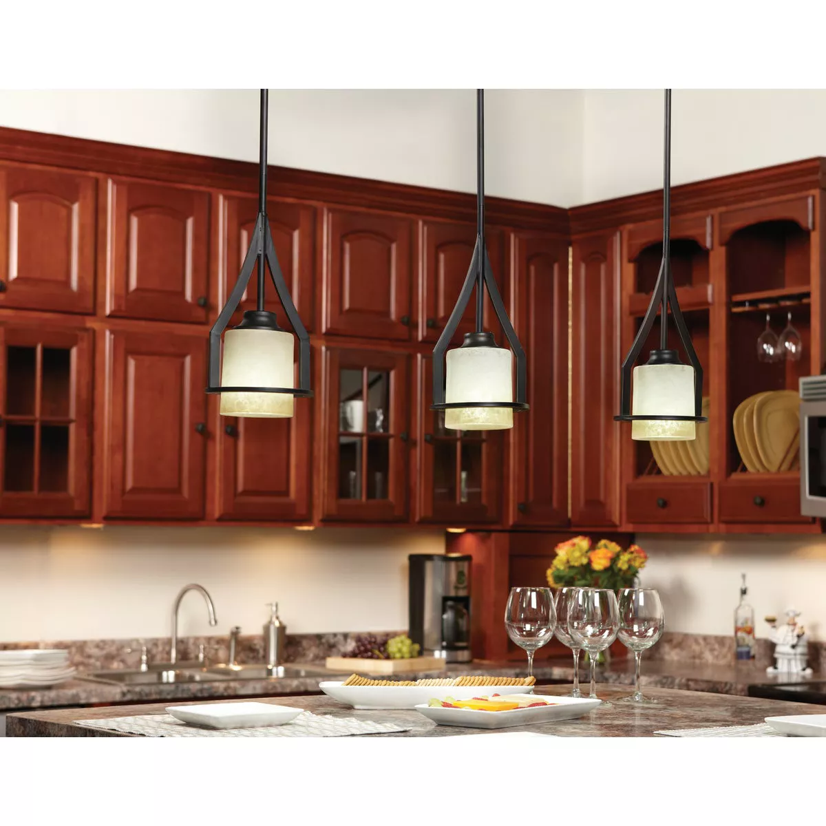 Home Impressions Warren 1-Bulb Rubbed Antique Bronze Incandescent Mini Pendant Light Fixture - photo 2