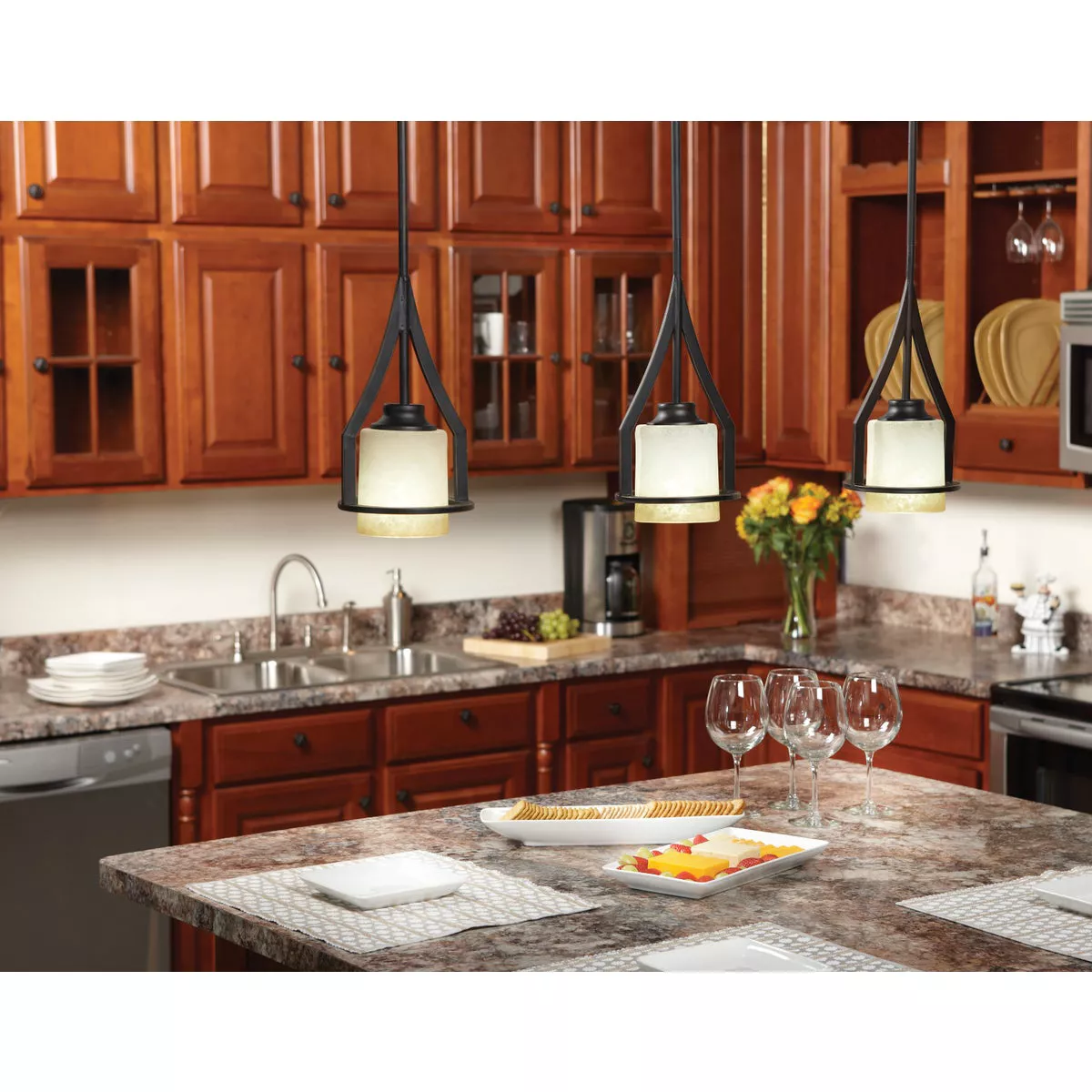 Home Impressions Warren 1-Bulb Rubbed Antique Bronze Incandescent Mini Pendant Light Fixture - photo 3